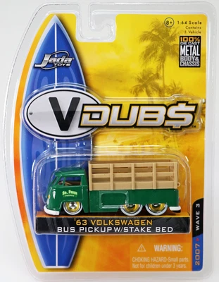 Jada Toys 1963 VW Bus Pickup W/Stake Bed Vdubs #12062-032 NRFP 2007 Green 1:64 • $26.95