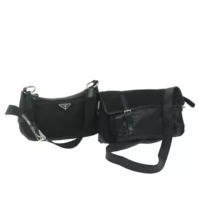 PRADA Shoulder Bag Nylon 2Set Black Auth Ac2452 • $260