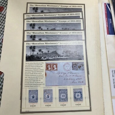 $5 • Buy THE  HAWAIIAN MISSIONARY  STAMPS OF 1851-1853-PANE OF (4) 37 CENT X 5 Sheets