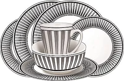 £29.99 • Buy Camping Caravan Picnic Fishing Travel Melamine 16pc Dining Dinner Set - Stripe 7