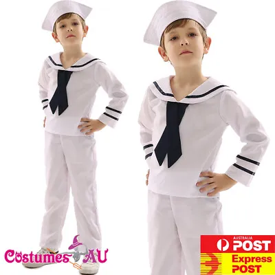 Boys White Sailor Costume Kids Sea Marine Child Shipmate Book Week Uniform • $16.78