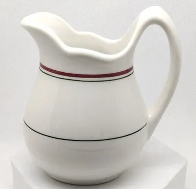 Vitrified Made In The USA Falls Creek PA 4.5  Creamer Pitcher Red Green Stripe  • $22.50