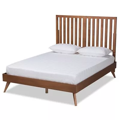 Bowery Hill Walnut Brown Finished Wood King Size Platform Bed • $566.99