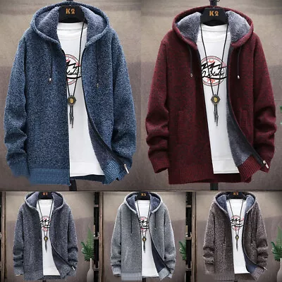 Men's Fleece Lined Jacket Sweatshirt Hooded Hoodie Winter Zip Up Coat Thick Warm • $11.48