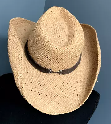 Vintage American Eagle Outfitters Maroca Straw Cowboy Hat With Band • $12.99