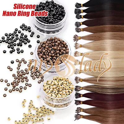 600PCS Nano Ring Micro Links Beads 3mm Silicone Lined Nano Ring Hair Extensions • $5.17