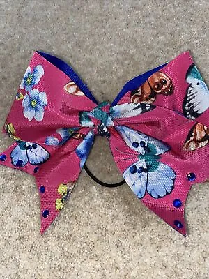 Cheerleading Style Big Chunky Hair Bow Pink Floral • £0.99