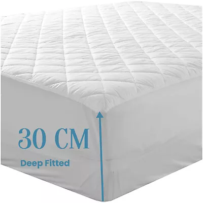 £10.99 • Buy Extra Deep Quilted Mattress Protector Fitted Bed Cover Anti Allergy All Sizes