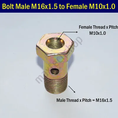 Banjo Bolt Male Thread M16x1.5 M16 To Female M10 M10x1.0 Metric Adapter Port • $4.99