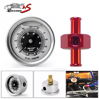 Fuel Pressure Gauge 0-100psi W/In-Line Adapter 3/8Inch Oil Liquid Pressure Gauge • $15.99