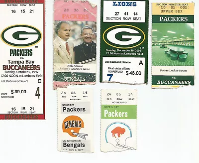 Green Bay Packers Lot Of Six (6)  Different Ticket Stubs • $31.85