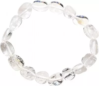 Natural Clear Quartz Gemstone Crystal Nugget Bead Bracelet Gift For Her • $11.99