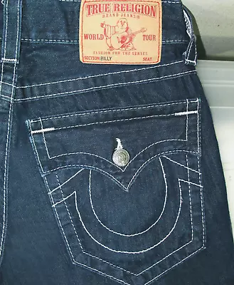 HOT AUTHENTIC Men TRUE RELIGION @ 858 BILLY BOOTCUT DARK Jeans 29x30 (Fit 30x30) • $49.95