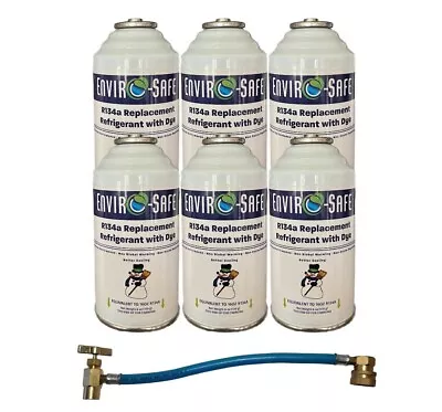 R 134a Refrigerant Replacement W/ UV Dye + Simple R134a Charging Hose (6 Pack) • $64