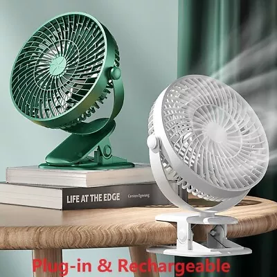 6  USB Desk Clip On Fan Rechargeable Portable Air Circulator Cooling Stroller US • $9.99