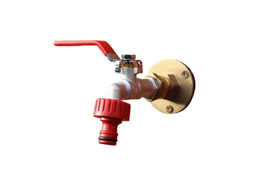 Outside 1/2'' Garden Tap With Through The Wall Flange Bracket Set For 15mm • £12.49