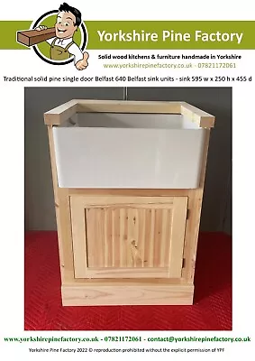 £314 • Buy FREE STANDING Solid Pine Single Shaker Door Belfast Sink Cabinet, Sink & Plinth 