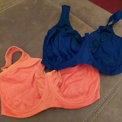 Gc M&S  Size 38gg Underwired Bras Orange/navy Can Cross Back Over • £4.75