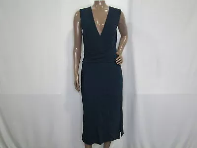 Reiss Womens Midi Dress Teal Size 6 Jayla Fitted Wrap Design Plunge V-Neck • $29.98