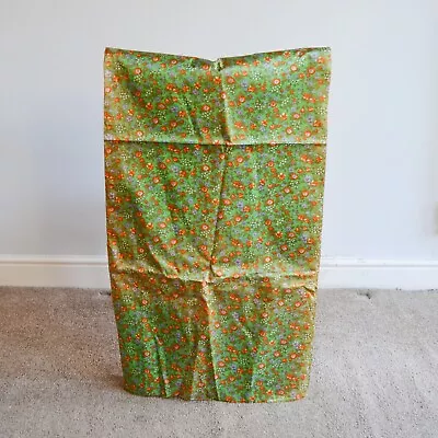 Vintage 1970’s Fabric Green Orange Floral Unused Fabric 89cm X 235cm • £15