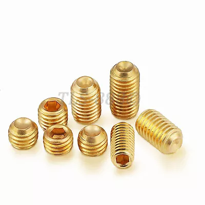 £1.79 • Buy M3 M4 M5 M6 M8 M10 Solid Brass Grub Screws Cup Point Allen Socket Set Screw