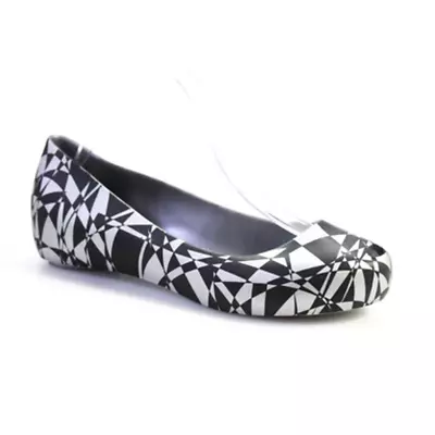 Melissa Gareth Pugh Womens Geometric Print Ballet Flats Silver Black Size 40 9 • $39.80