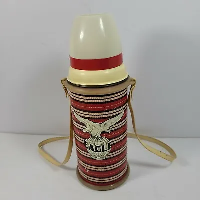 Vintage Eagle Brand Tin Mercury Glass Vacuum Thermos With Cup Lid Hot Beverage • $54.69