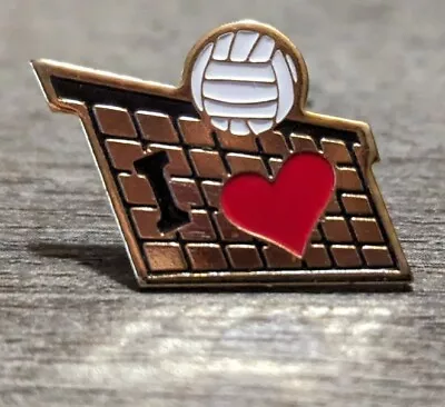  I Love (Heart) Volleyball  With Net Sports Metallic Gold-Tone Novelty Lapel Pin • $6.95