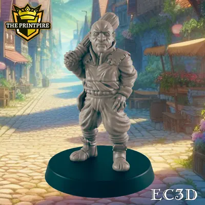 Bouncer Mini | Human Bruiser Security Guard | Dungeons & Dragons NPC Figure | Pa • $8.99