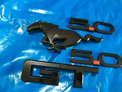 2015-2020 Mustang GT 5.0 Gloss Black / Red Emblem Badge Package 1set （4pcs） • $26.11