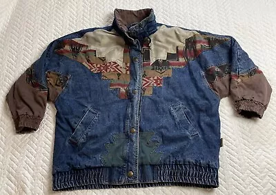 Vintage  Izzi Denim Aztec Southwestern Style Jacket  Large • $35