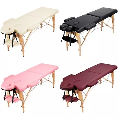 Adjustable Massage Bed 2 Sections Folding Massage Couch Portable Spa Table Black • £99.99