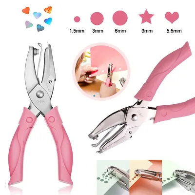 5x Circle/Heart/Star Shaped Metal Hole Punch Pliers Soft Grip Paper Hand Puncher • $15.57