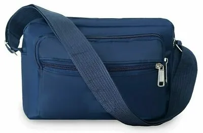£9.50 • Buy Ladies Navy Cross Body Travel Bags Nylon Messenger Multi Pocket Shoulder Bag 