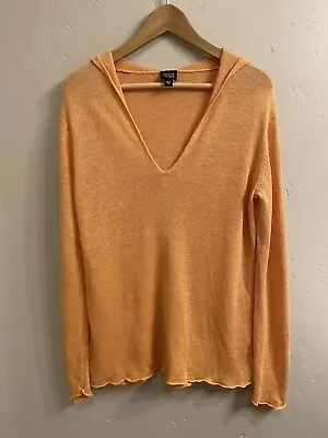 Eileen Fisher Women’s Sz Medium 100% Linen Hooded V-Neck Sweater - Apricot • £28.02
