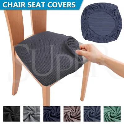 Dining Chair Seat Cushion Cover Jacquard Removable Elastic Strap Seat Slipcover • $6.99