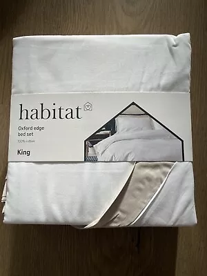 Habitat Oxford Edge Bed Set 180 Thread Count KING Size Duvet Set + 2 Pillowcases • £26.99