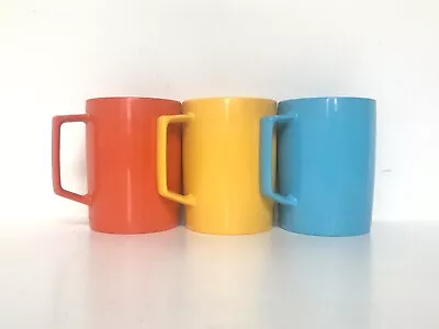 Vintage Melamine Mugs Set Of 3 Melaware Modernist Primary Colours Caravan • £14.99