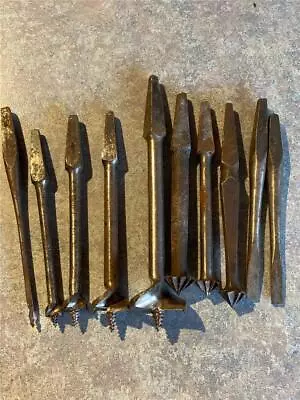 866a 10 X Vintage Carpenters Hand Brace Auger Drill Bits Countersinks & Drivers • $16.16