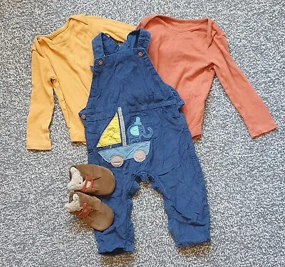 9-12 Months Baby Boys Girls Winter Clothes Bundle Corduroy Dungarees Vests Shoes • £3.50