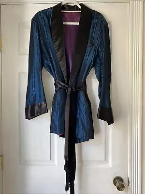 Vintage Smoking Jacket Black Blue Men's • $78