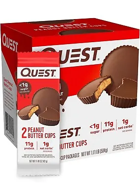 Quest Low Carb Gluten Free Keto Friendly Peanut Butter Protein Cups 12 Count • £27.31