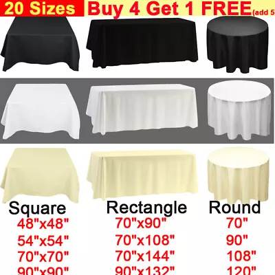 TtS White Black Ivory Polyester Table Cover Cloth ROUND RECTANGLE Wedding Decor • £22.87