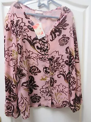 Kim & Co Jacket Cover Up Top XXL Rose Pink Plus Size Velvet Devore Occasion BNWT • £34.99