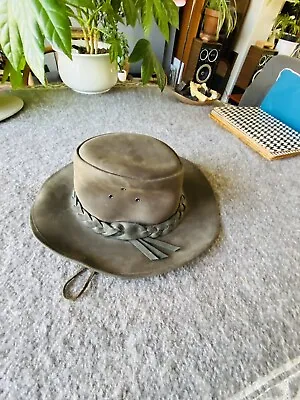 £15 • Buy Australian Outback Style Leather Brown Bush Hat Size By Higgs