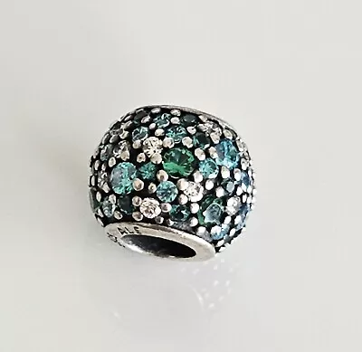 $48 • Buy Pandora Teal Green Turquoise Ocean  Mosaic Cz Silver Pave Charm 791261 Free Post