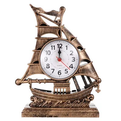 Vintage Clock Home Decor Sailboat Table Clock Retro Table Clock Decorative ※ • £10.89