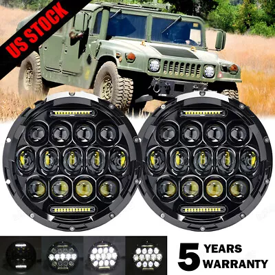 Pair 7  LED Headlights Military Truck For Hummer M998 M923 M35a2 Humvee Headlamp • $47.99