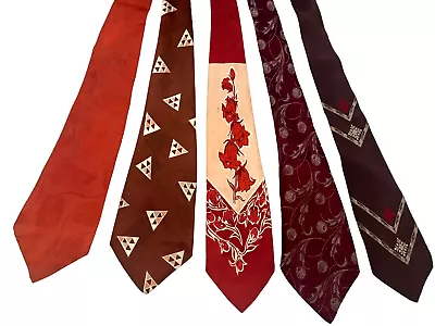 5 LOT 1940s Neck Ties 1950s Neckties 1930s Necktie 40s Ties Vintage 40's Tie • $14.99