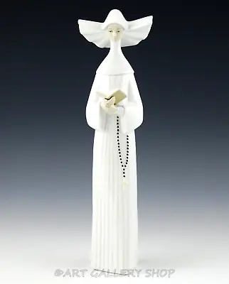 Lladro Figurine PRAYERFUL MOMENT NUN WHITE HABIT ROSARY RELIGIOUS #5500 Mint • $143.10